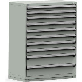 Rousseau Modular Storage Drawer Cabinet 48x24x60 10 Drawers (3 Sizes) w/o Divider w/Lock Gray R5PHE-5822KD-71