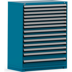 Rousseau Modular Storage Drawer Cabinet 48x24x60 14 Drawers (3 Sizes) w/o Divider w/Lock Blue R5PHE-5826KD-51