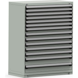 Rousseau Modular Storage Drawer Cabinet 48x24x60 14 Drawers (3 Sizes) w/o Divider w/Lock Gray R5PHE-5826KD-71