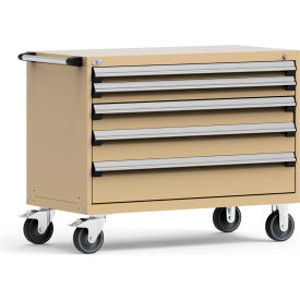 Rousseau Metal® R5BHE-3003KD-041 Heavy Duty Modular Mobile Cabinet 5 Drawers Beige R5BHE-3003KD-041