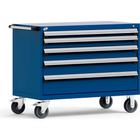 Rousseau Metal® R5BHE-3003KD-055 Heavy Duty Modular Mobile Cabinet 5 Drawers Avalanche Blue R5BHE-3003KD-055