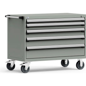 Rousseau Metal® R5BHE-3003KD-071 Heavy Duty Modular Mobile Cabinet 5 Drawers Light Gray R5BHE-3003KD-071