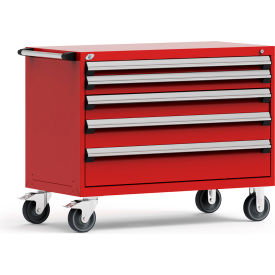 Rousseau Metal® R5BHE-3003KD-081 Heavy Duty Modular Mobile Cabinet 5 Drawers Red R5BHE-3003KD-081