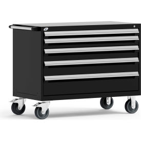Rousseau Metal® R5BHE-3003KD-091 Heavy Duty Modular Mobile Cabinet 5 Drawers Black R5BHE-3003KD-091