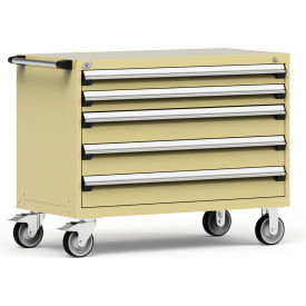 Rousseau Metal® R5BHE-3009KD-041 Heavy Duty Modular Mobile Cabinet 5 Drawers Beige R5BHE-3009KD-041