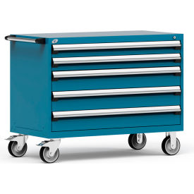 Rousseau Metal® R5BHE-3009KD-051 Heavy Duty Modular Mobile Cabinet 5 Drawers Everest Blue R5BHE-3009KD-051