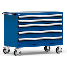 Rousseau Metal® R5BHE-3009KD-055 Heavy Duty Modular Mobile Cabinet 5 Drawers Avalanche Blue R5BHE-3009KD-055