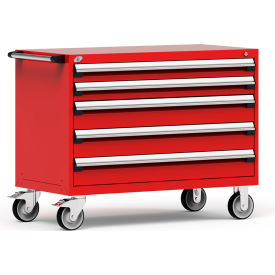 Rousseau Metal® R5BHE-3009KD-081 Heavy Duty Modular Mobile Cabinet 5 Drawers Red R5BHE-3009KD-081