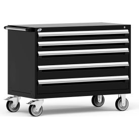 Rousseau Metal® R5BHE-3009KD-091 Heavy Duty Modular Mobile Cabinet 5 Drawers Black R5BHE-3009KD-091