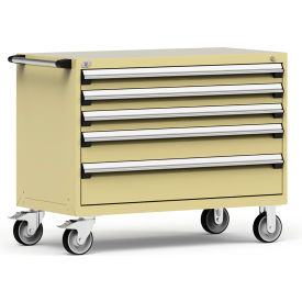 Rousseau Metal® R5BHE-3011KD-041 Heavy Duty Modular Mobile Cabinet 5 Drawers Beige R5BHE-3011KD-041