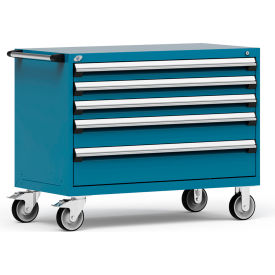 Rousseau Metal® R5BHE-3011KD-051 Heavy Duty Modular Mobile Cabinet 5 Drawers Everest Blue R5BHE-3011KD-051