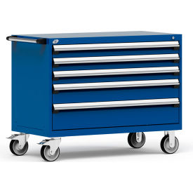 Rousseau Metal® R5BHE-3011KD-055 Heavy Duty Modular Mobile Cabinet 5 Drawers Avalanche Blue R5BHE-3011KD-055