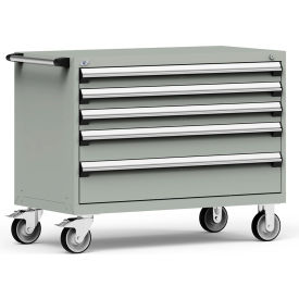Rousseau Metal® R5BHE-3011KD-071 Heavy Duty Modular Mobile Cabinet 5 Drawers Light Gray R5BHE-3011KD-071
