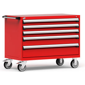 Rousseau Metal® R5BHE-3011KD-081 Heavy Duty Modular Mobile Cabinet 5 Drawers Red R5BHE-3011KD-081