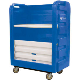 Royal Basket Trucks® Bulk Turnabout Truck 48 Cu Ft Blue Plastic Shelves 2 Rg/2 Sw Casters R48-BLX-TPC-6UNN