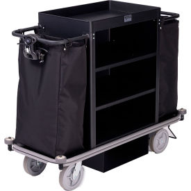 Royal Basket Trucks® Motorized Deluxe Housekeeping Cart 3 Shelf/2 Bags Black R55MKKX-M3C-2DN