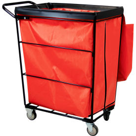 Royal Basket Trucks® Janitorial Linen Cart with 2 Swivel/2 Rigid 10 Bushel Capacity Red R32-RRX-JLC-4UNN