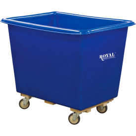 Royal Basket Trucks® Poly Truck 14 Bu Blue Wood Base All Swivel - R14-BLX-PTA-4UNN R14-BLX-PTA-4UNN