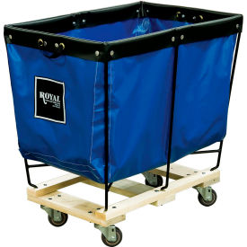 Royal Basket Trucks® Elevated Basket Truck 6 Bu Blue Vinyl Wood Base All Swivel R06-BBX-ELA-3UNN
