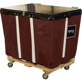 Royal Basket Trucks® PVC Hinged Top Basket Truck 8 Bu Brown Vinyl Wood Base All Swivel R08-NNW-HPA-3UNN