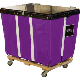 Royal Basket Trucks® PVC Hinged Top Basket Truck 8 Bu Purple Vinyl Wood Base All Swivel R08-PPW-HPA-3UNN