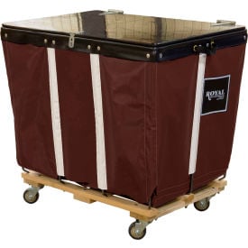 Royal Basket Trucks® PVC Hinged Top Basket Truck 16 Bu Brown Vinyl Wood Base All Swivel R16-NNW-HPA-3UNN