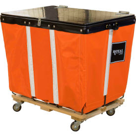 Royal Basket Trucks® PVC Hinged Top Basket Truck 20 Bu Orange Vinyl Wood Base All Swivel R20-OOW-HPA-3UNN