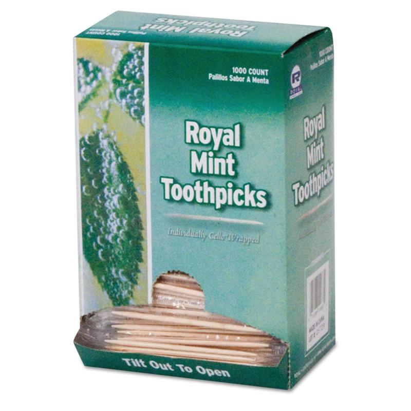 Royal Paper Products Cello-Wrapped Mint Toothpicks, Case Of 15, 000 Toothpicks MPN:RM115