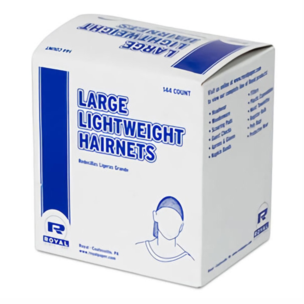 Royal Paper Products Nylon Hairnets, Black, Pack Of 144 Hairnets, Case of 20 MPN:RPH144LTBK28