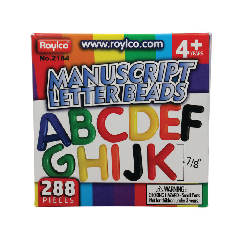 Roylco Uppercase Manuscript Letter Beads, Assorted Colors, Box Of 288 MPN:R-2184