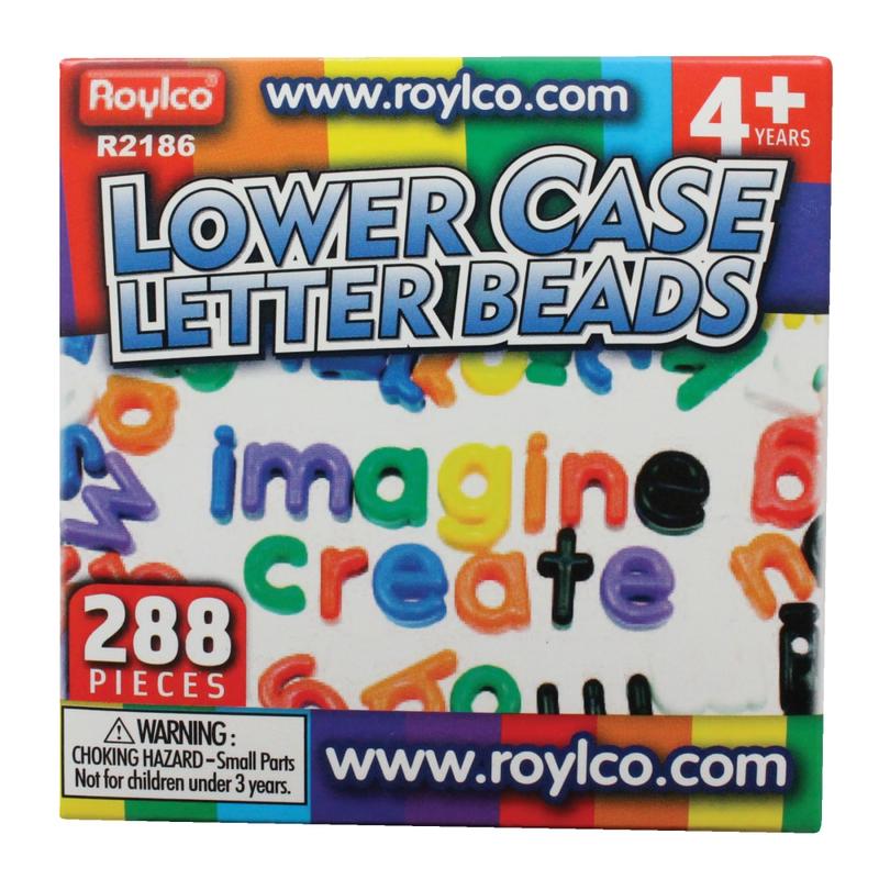 Roylco Lowercase Manuscript Letter Beads, 5/8 x 1in, Assorted Colors, Pack Of 288 MPN:R-2186