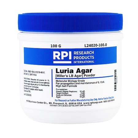 Luria Agar, Powder (Millers LB), 100g MPN:L24020-100.0