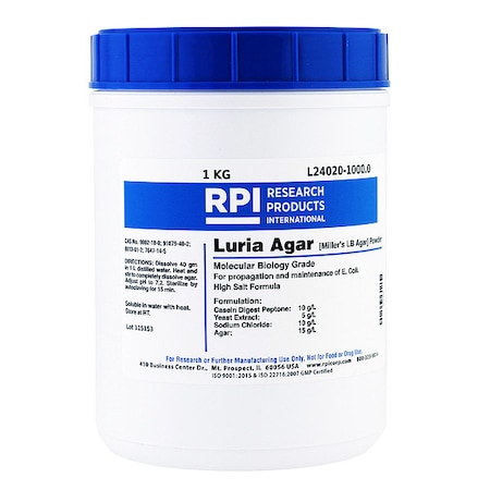 Luria Agar, Powder (Millers LB), 1kg MPN:L24020-1000.0