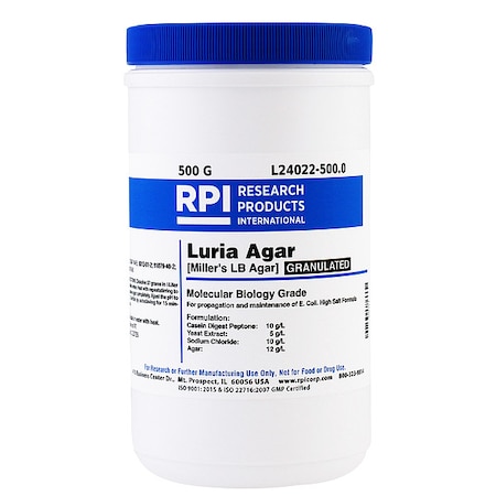 Luria Agar, Granulated (Millers LB), 500g MPN:L24022-500.0
