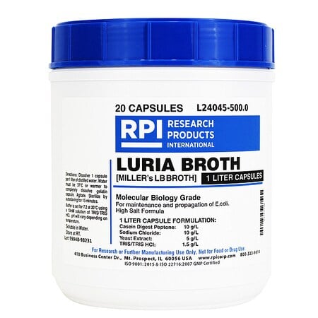 Luria Broth, 500g, Caplet, PK20 MPN:L24045-500.0