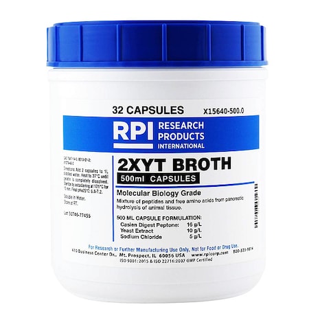 2XYT Broth, Capsules, 496g, PK32 MPN:X15640-500.0