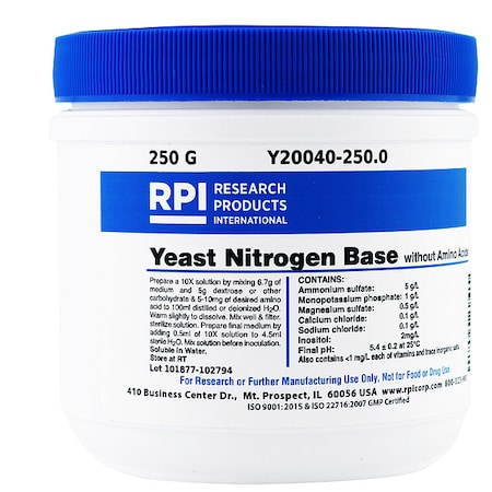 Yeast Nitrogen Base w/ Amino Acids, 250g MPN:Y20040-250.0