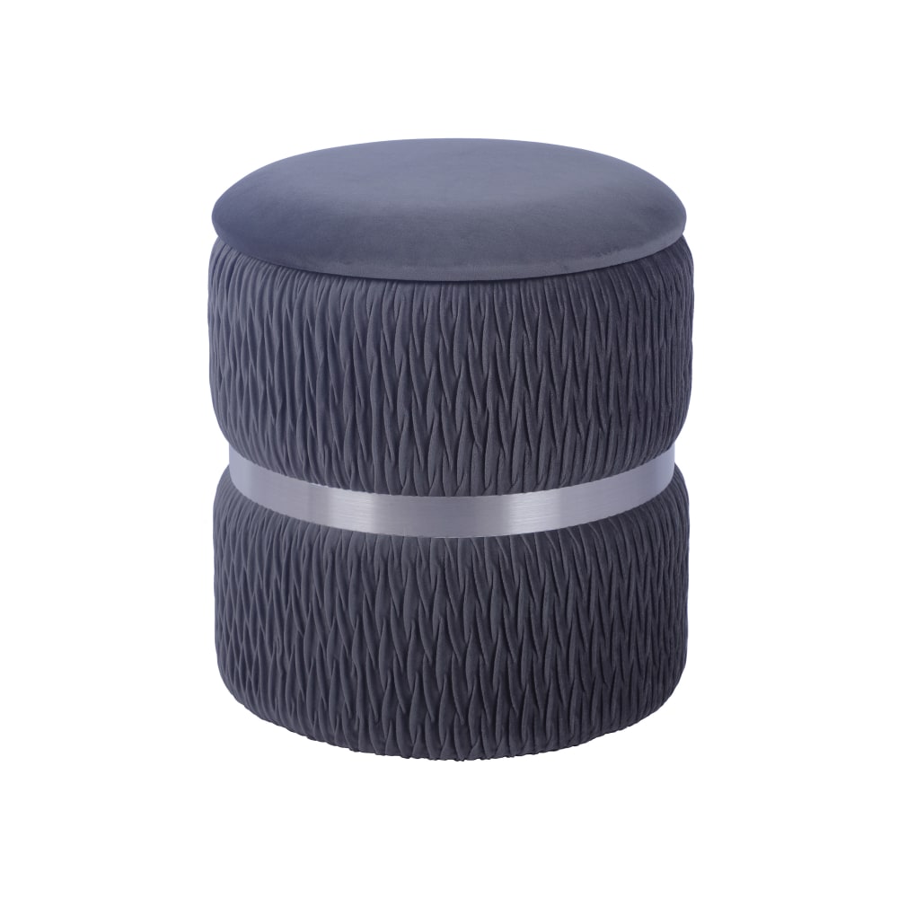 Techni Mobili Velvet Storage Ottoman, 15-1/2inH x 13-3/4inW x 13-3/4inD, Gray, RTAOT26GRY MPN:RTA-OT26-GRY