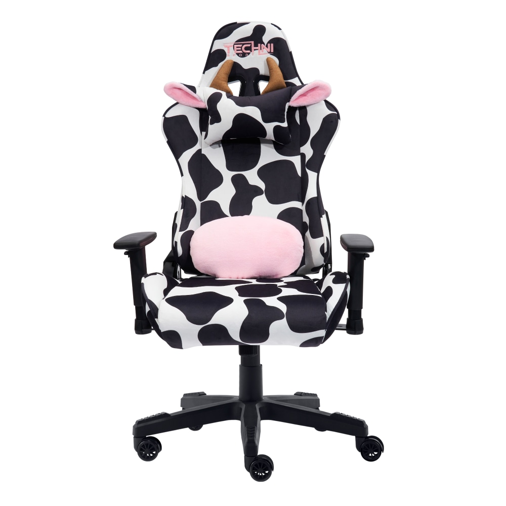 Techni Sport Cow Series Ergonomic Fabric Computer Gaming Chair, White/Black MPN:RTA-TS85-COW