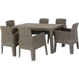 DUKAP® Lucca 7 Piece Dining Set Gray with Beige Cushions ODKLUC7-GRE-AB