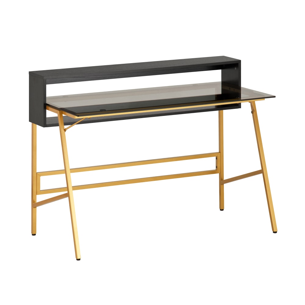 Techni Mobili 48inW Home Office Writing Desk With Riser, Black/Gold MPN:RTA-4833D-GLD