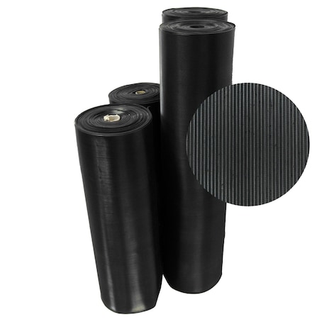 Fine-Rib Corrugated Rubber Floor Mats, 5/8 in thick, Black MPN:03-167-FR-P