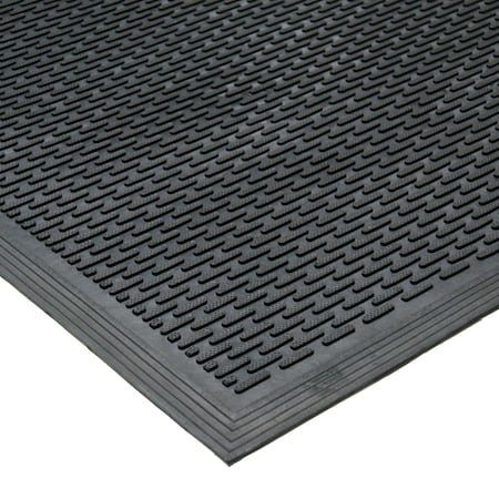 Anti-Slip Entrance Mat, Rubber, 0.38 in Thick, Black, 3 ft W x 5 ft L MPN:03-239-LI