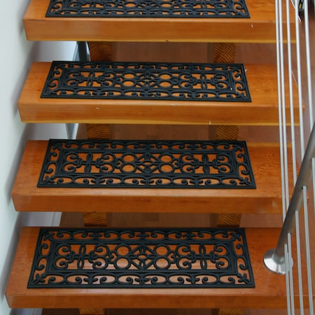 6-Piece Regal Stair Treads Rubber Step Mats, 9.75 by 29.75-Inch, Black, PK6 MPN:10-104-004-6PK