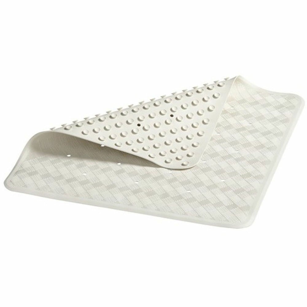 Rubbermaid Commercial Safti Grip Large Bath Mat - Bathroom - 28in Length x 16in Width - Rectangular - Textured - Rubber - White - 12 / Carton MPN:1982726CT