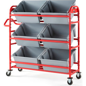 Rubbermaid Tote Picking Cart with Angled Shelves Red 2144269