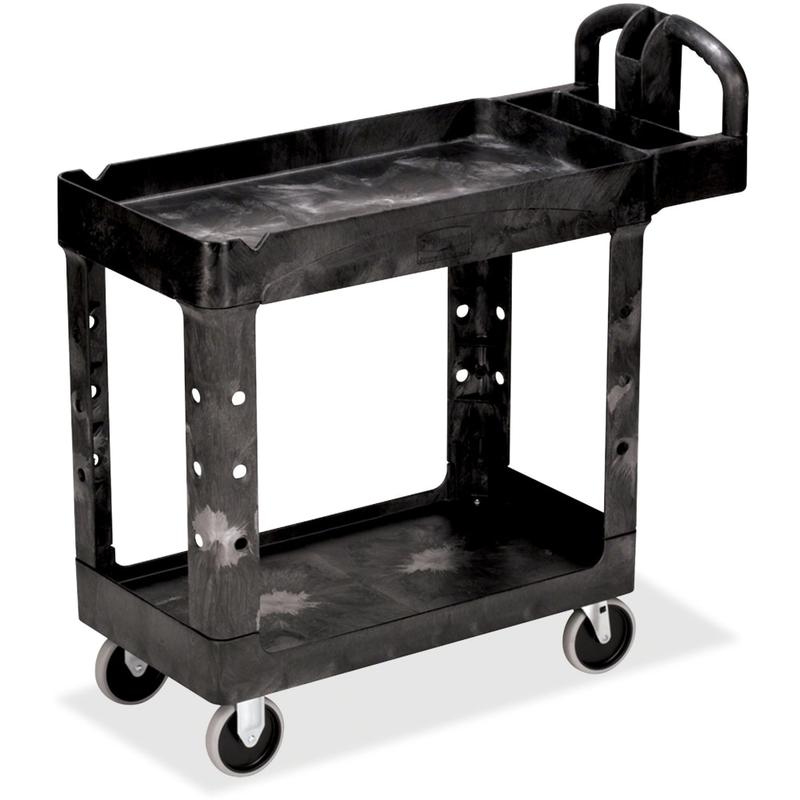 Rubbermaid Heavy-Duty Utility Cart - Trolley - 2 shelves - polypropylene, foam, resin - black MPN:450088BK