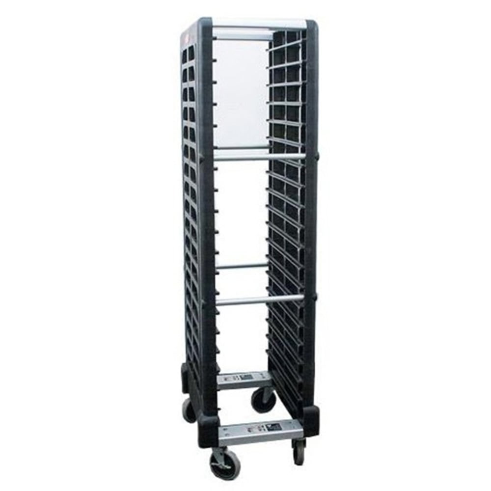 Rubbermaid 18-Tier Mobile Steam Table Pan Rack, 67-7/8inH x 18-5/8inW x 23-3/4inD, Black MPN:FG331700BLA
