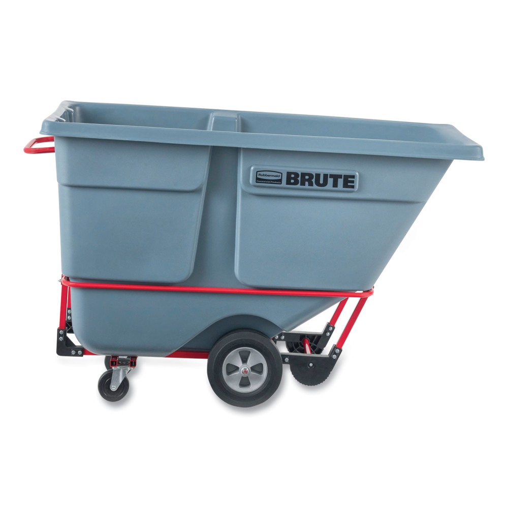 Rubbermaid Commercial BRUTE DURATILT Frame Tilt Truck, Standard Duty, 1 cu yd, 1, 200 lb Capacity, Rotomolded Resin/Leakproof Polyethylene, Gray MPN:2192462