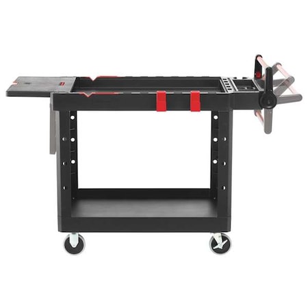Adaptable-Design Utility Cart with Deep Lipped Plastic Shelves, Structural Foam, 2 Shelves, 36 in H MPN:1997208